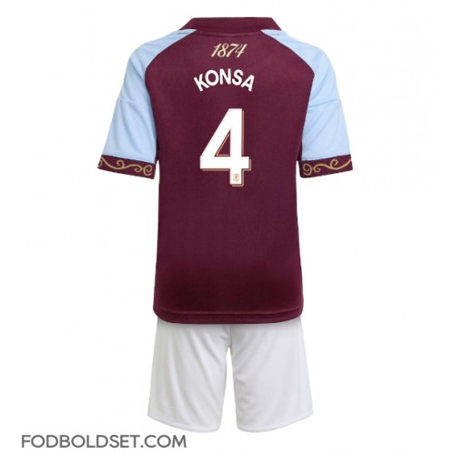 Aston Villa Ezri Konsa #4 Hjemme Trøje Børn 2025-26 Kortærmet (+ Korte bukser)